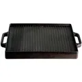Plancha Grillplatte - mit 2 Griffen - Gusseisen - Wendeplatte geriffelt und glatt - 32 x 32cm