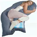Traumreiter Seitenschläferkissen Traumreiter U Visco Kissen mit Bezug Velour Deluxe blau 125 cm