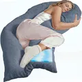 Traumreiter Seitenschläferkissen Visco M Wendekissen Memory Foam [orthopädisch] + Watte Seite | Schwangerschaftskissen zum Schlafen, Stillkissen XXL, Komfortkissen mit Bezug Tauben Blau Deluxe
