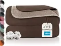 ZOLLNER Kuscheldecke zweifarbig in 150x200 cm - kuschelige Sofadecke in Dunkelbraun - waschbar bis 40°C - langlebiges Mischgewebe - Hotelwäschequalität - Oeko Tex® Zertifiziert