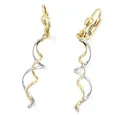Schmuck Krone Paar Ohrhänger Brisur, 2 Spiralen bicolor, 9Kt Gold, Gold 375