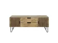 Feeling4Home TV-Board Tamil - Mangoholz massiv Braun, 2 Schubladen, 2 Türen, 135 cm, Reichlich Stauraum, Lamellen Design