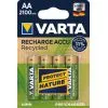 Varta Akku AA Mignon 56816101404 | 2100mAh NiMH wiederaufladbar | 4 Stück | recyceltes Material | vorgeladen | grün