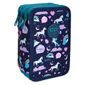 CoolPack 3-Fach Mäppchen Federmappe Federtasche XXL Federtasche Federmappe 3-Fach Schulstiftetui, dreifaches Federmäppchen 44-teilig gefüllte Schüleretui 3-stöckig Happy Unicorn, Bunt, E67549