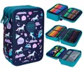 COOLPACK 3-FACH 44-teilig Mäppchen Federmappe Federtasche HAPPY UNICORN