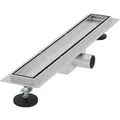 LuxeBath Duschrinne 50 cm 2in1 Befliesbar Extra Flach Silber Doppelseitige