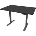STIER Elektrisch höhenverstellbarer Schreibtisch THA, 160x80cm, schwarz/schwarz, Höhe 560-1210mm, melaminbeschichtete Platte