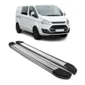 Trittbretter Seitenschweller für Ford Transit Custom 2013-2023 L2 Alu Grau 2 tlg