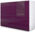 Vladon Sideboard Rova,  Germany, Kommode mit 4 Türen, Weiß matt/Brombeer Hochglanz (92 x 72 x 35 cm)