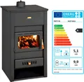 Kaminofen, Holzofen Wasserführend Prity, Modell K2 CP W13, Obere Platte aus Gusseisen, Leistung 15kW