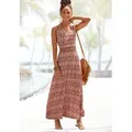 LASCANA Maxikleid mit Ethnoprint und verstellbaren Trägern Luftiges Sommerkleid, Strandkleid, langes Jerseykleid, Festival bunt 44