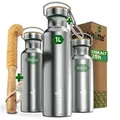 Blockhütte Isolierflasche Blockhütte Trinkflasche - 1000ml, Vakuumisoliert, Vakuumisoliert, 24 Stunden kalt, 12 Stunden heiß silberfarben 1000 ml