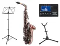 Classic Cantabile Winds AS-450 Eb Altsaxophon Antique Red Set (Messing, Vintage Lackierung, Hoch-Fis-Klappen, Koffer, Ständer, Tuner, Metronom, Notenständer)