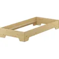 Kastenbett 90x190 stabiles Gästebett mit wählbarem Zubehör V-60.56-09-190Rollrost inkl. - Naturbelassen