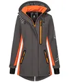 Rock Creek Damen Softshell Jacke Mantel Regenjacke Übergangsjacke Softshelljacke Damenjacke Regenmantel Outdoorjacke Kapuze D-491 Anthrazit XL