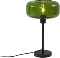 QAZQA - Retro Retro Tischleuchte I Tischlampe I Lampe I Leuchte Schwarz mit Grünglas - Bizle I Wohnzimmer I Schlafzimmer - Rund - LED geeignet E27