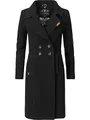 Navahoo Damen Mantel in Wollmantel-Optik langer Trenchcoat mit Reverskragen Wooly Schwarz Gr. XXL