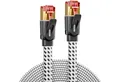 deleyCON 2m CAT7 Patchkabel Flachkabel RJ45 Nylon Netzwerkkabel Flach LAN DSL LAN-Kabel
