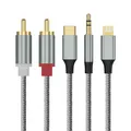Lightning USB Typ C 3.5mm auf 2 Cinch Aux Kabel 1,3m Kabel Stereo iPhone Samsung