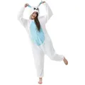 Katara Partyanzug Bauernhoftiere Jumpsuit Kostüm für Erwachsene S-XL, Karneval - Kostüm, Kigurumi - Hase blau-weiß M (155-165cm) blau Körpergröße M (155-165 cm)