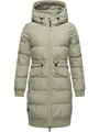 Ragwear Damen wasserdichter Wintermantel Warmer Steppmantel lang mit Taillenzug und Kapuze Briosh YOUMODO Dusty Olive Gr. XL