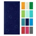 ZOLLNER Strandtuch - hautfreundliches und saugstarkes Handtuch in 100x200 cm - waschbar bis 60°C - Baumwolle in blau - eingewebte Meerestiermotive - Oeko Tex® Zertifiziert