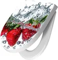 WC-Sitz mit Absenkautomatik, Softclose Scharnier mit Motiv Erdbeeren im Wasser
