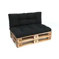 POKAR Palettenkissen mit schöner Steppung Auflage Palettensofa, Größe:Set Sitzkissen 120x80 + Rückenkissen 120x40, Farbe:Schwarz - Schwarz