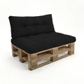 POKAR Palettenkissen Palletenauflagen Palettenpolster Palettensofa Palettenmöbel 2er Set: 1x Sitzkissen 120x80 + 1x Rückenlehne 120x40, Schwarz