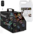 BeamZ B300 Seifenblasenmaschine mit 5L Flüssigkeit, Fernbedienung, 25 Watt, Luftblasenmaschine, Bubble Machine, 10.000 Bubbles pro Minute, Seifenblasen Hochzeit - Schwarz