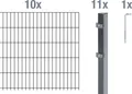 Alberts Doppelstabmatten Zaun, Höhe 100 cm, Länge 20 m, Zaun-Komplettset zum Einbetonieren, anthrazit, Pfosten 60x40 mm