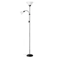 Brilliant Spari Deckenfluter mit Leselampe schwarz, weiß LED Stehlampe 1,8 m Standleuchte für LED-Leuchtmittel geeignet (E27 & E14 Fassung) mit verstellbarem Lesearm