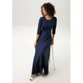 Aniston CASUAL Maxikleid Rockteil mit Volant aus Plissee blau 44 EU