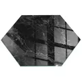 Tulup Bodenschutzplatte Schwarz Elegantes Marmormuster, Gehärtetem Glas für Kaminöfen Hexagon | 40 cm x 40 mm