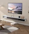 VEVOR TV-Schrank Wandhalterung, Fernsehschrank mit Kabellöchern für DVD-Player Kabelbox Spielekonsole, Wandschrank Tragkraft 52kg, Weiß, Länge 180cm