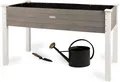 WONDERMAKE Hochbeet aus Holz für Garten Balkon Terrasse groß, Pflanzkasten Kräuterbeet XL, Bausatz rechteckig schmal mit Vlies-Folie Pflanzenkasten deko, hell