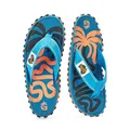 Gumbies Vegane Flip Flops Damen und Herren - Originals - Zehentrenner aus recycelten Materialien - robuste Sohle - Baumwoll-Zehensteg - Ergonomisches Fußbett - Sandalen - Blue Palmetto - 40