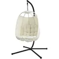 SVITA NELLY Hängesessel mit Gestell klappbar Hängestuhl Hängesitz Hängekorb Beige - Beige/Schwarz