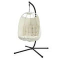 SVITA Nelly Hängesessel mit Gestell Loungesessel Hängesitz Hängestuhl klappbar Hängekorb Hängeschaukel Outdoorsessel Beige