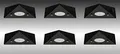 Trango 6er Set 6740-65 Küchen-Unterbauleuchte Matt-Schwarz *COOK* Einbauleuchte - Einbaustrahler inkl. 6x 4,8 Watt LED Modul 3000K warmweiß Dreieckleuchte – Küchen-Schrankleuchte 230V erweiterbar