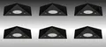 TRANGO LED Unterbauleuchte, 6er Set 6740-65 LED-Küchenunterbauleuchte aus Edelstahl in Matt-Schwarz *COOK* LED Einbauleuchte - Einbaustrahler inkl. 6x 4,8 Watt LED Modul 3000K warmweiß - direkt 230 Volt - beliebig erweiterbar, Schalter - Dreieckleuchte – Schrankleuchte