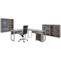 Mid.you Büro Office Edition - Büro Set 1, Sonoma Eiche, Anthrazit Hochglanz, Holzwerkstoff, 6,6 Fächer, 3 Schublade(n) Schubladen, Made in Germany, erweiterbar, in verschiedenen Holz-Dekoren erhältlich, Schreibtisch seitenverkehrt montierbar, abschließbar, Arbeitszimmer, Büromöbelsets & -serien, Büromöbel-Sets