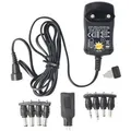 3 Volt bis 12 Volt Universal-Netzteil inklusive 1 USB- und 8 DC-Adaptern, max. 3,6 W und 0,3A