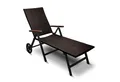 DM-Handel Rollliege Aluminium Rattanliege Modern Klappliege Sonnenliege, Relaxliege, 1 Gartenliege, 7 Fach verstellbar, Eukalyptusholz, klappbar, platzsparend, auf Rollen
