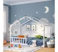 Bellabino Hausbett Bia mit Lattenrost (weiß, optional mit Matratze), Bodenbett mit Rausfallschutz, verfügbar in 80x160 & 90/120/140x200 cm