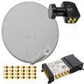 Digital HD SAT Anlage 80cm Schüssel Spiegel Multischalter 5/8 Quattro LNB 4K 8K