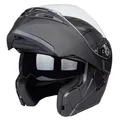 Helm für Motorräder Full-Face Motorcycle Helmet Tragbarer Integralhelme Flip-up Motorradhelm Zertifizierung von DOT (Matt schwarz, M)