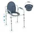 VEVOR Toilettenstuhl, Nachtkommode mit Breiterem Toilettensitz, 7-stufig Höhenverstellbar 44-59 cm, Abnehmbarer 5,8-Liter-Eimer, Einfach zu