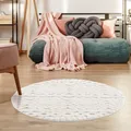 Hochflor-Teppich CARPET CITY "Focus 3382", beige (creme), H:20mm Ø:120cm