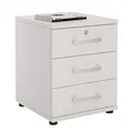 CARO-Möbel Bürocontainer Schreibtischcontainer Büroschrank Toronto, weiß, abschließbar mit 3 Schubladen, 44 x 58 x 45 cm